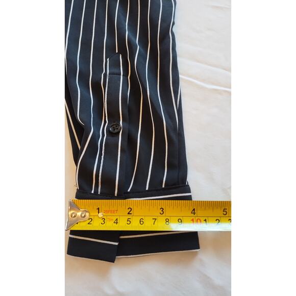 Who What Wear Sheath Dress Black White Pinstriped Long Sleeves Button down small - Picture 14 of 16